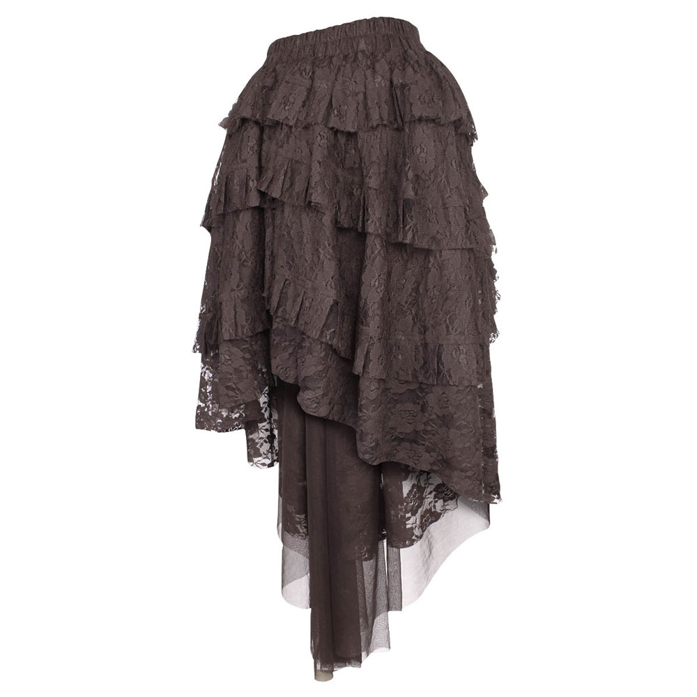 Attitude Corsets - Victorian skirt High low rok - Gothic, vampire, victoriaans - Bruin